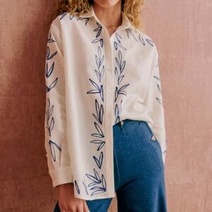 MAXY SHIRT - SÉZANE X ROBERTO RUSPOLI Navy Embroidered leaf